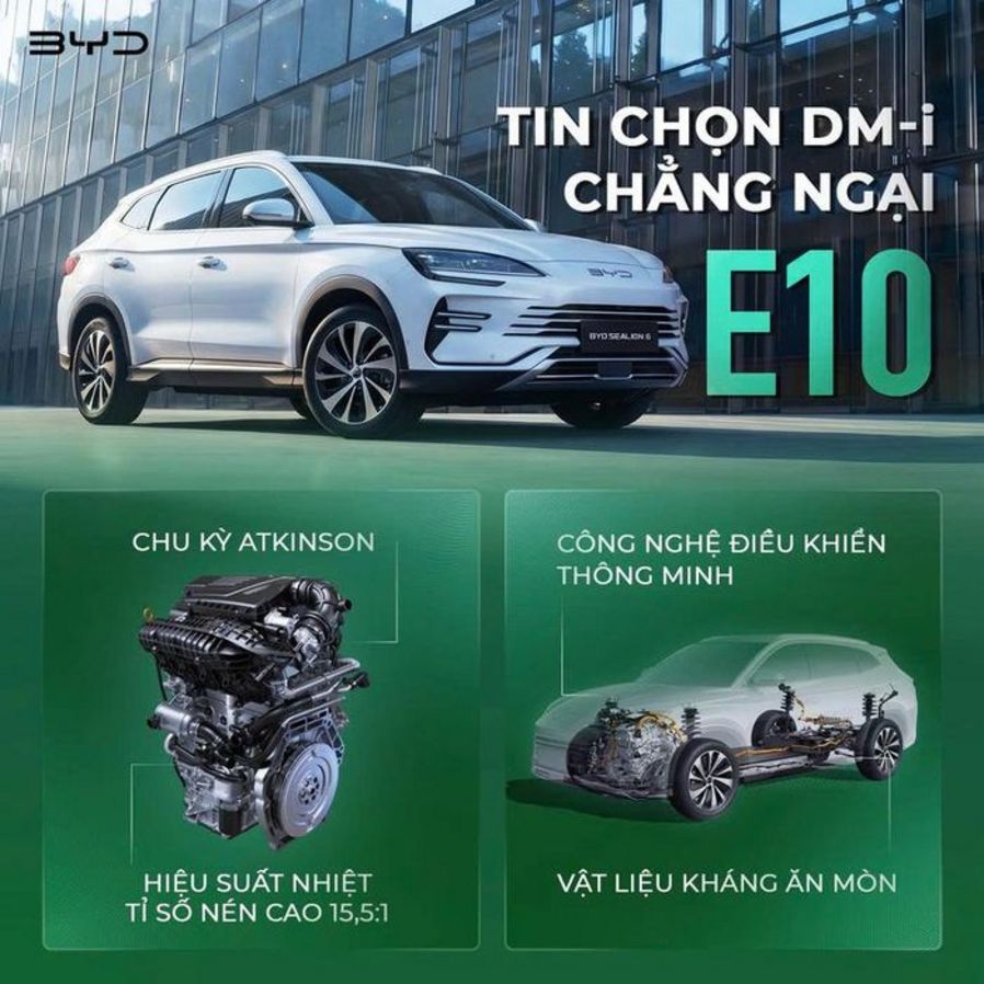 BYD Việt Nam xác nhận xe hybrid sạc điện tương thích xăng E10