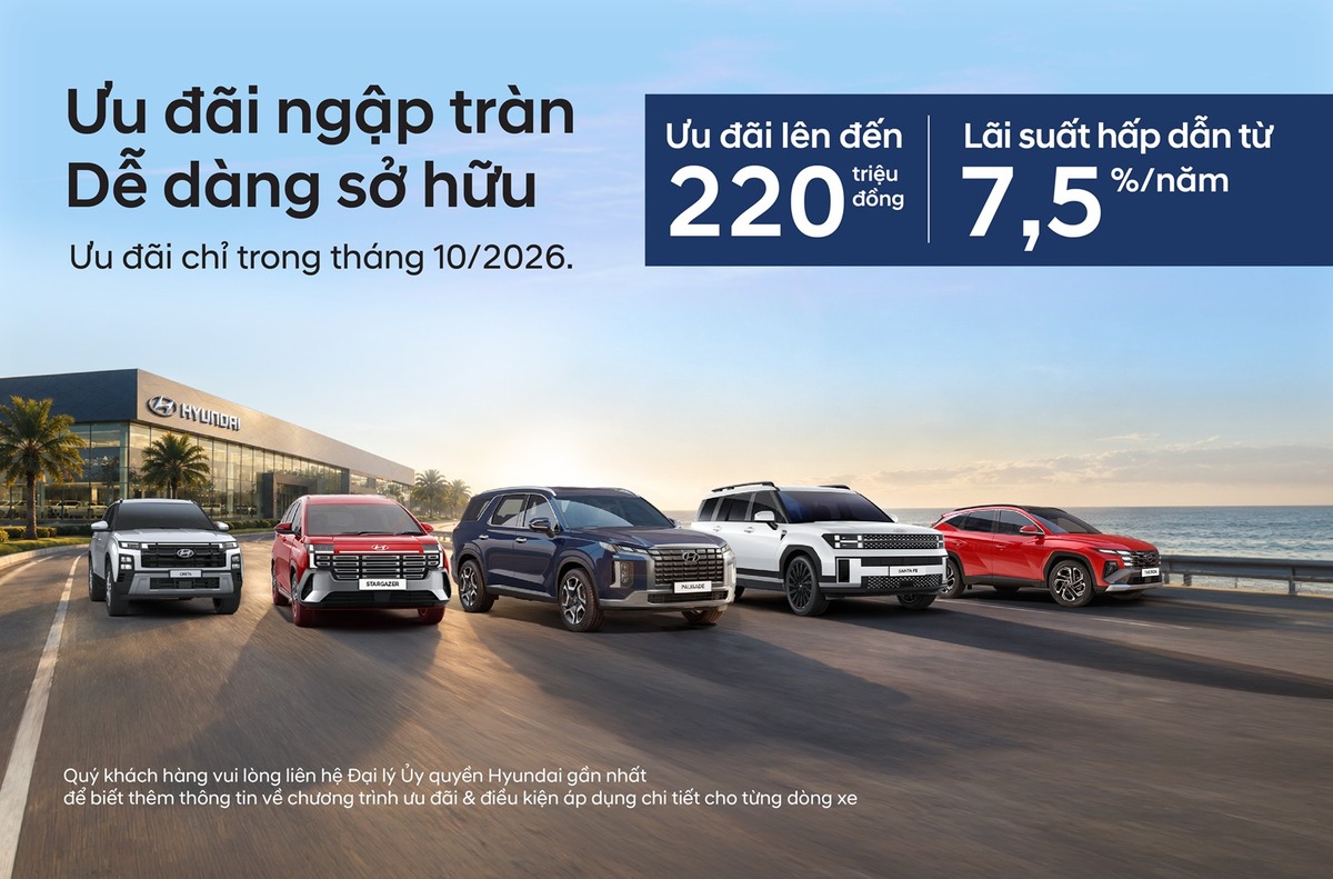 Hình quảng bá Hyundai tháng 10/2026 gồm ưu đãi và gói vay