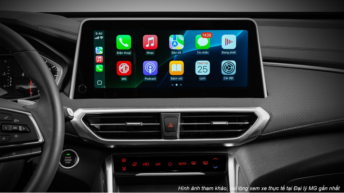 Màn hình trung tâm MG G50 hiển thị Apple CarPlay